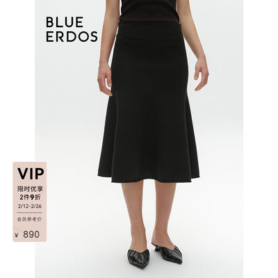 BLUE ERDOS 冬季复古百搭全羊毛A型鱼尾半裙女B246F0005
