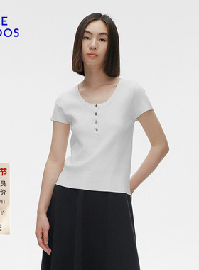 BLUE ERDOS春秋U领简约通勤修身短袖T恤女套衫B255D0062