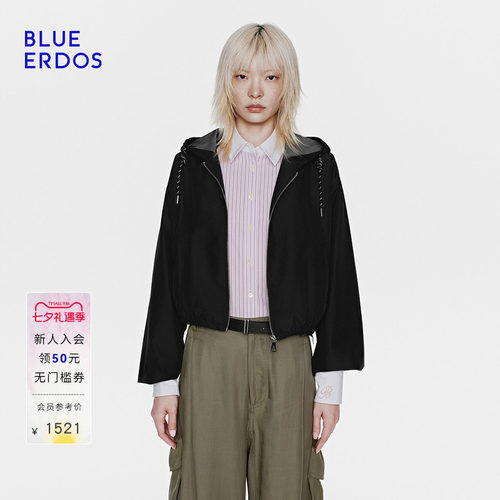 BLUE ERDOS26秋季休闲百搭连帽廓形抽绳短款外套B2265J021
