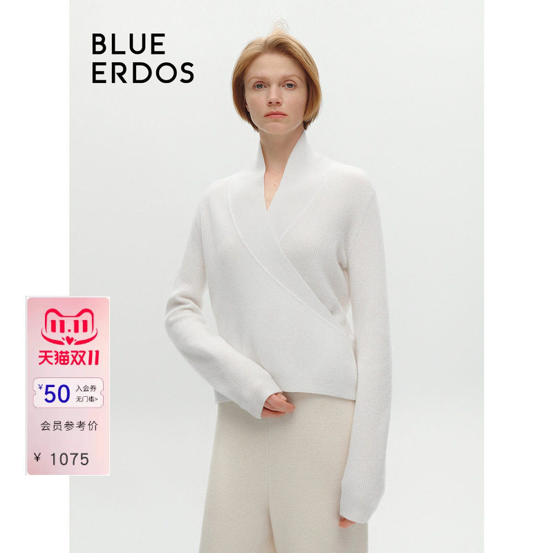 【100%山羊绒】BLUE ERDOS 通勤小众青果领针织衫B246A0032