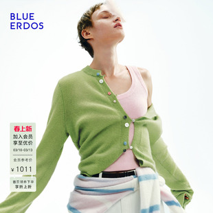 【明星同款】BLUE ERDOS春季轻盈感空气羊绒圆领彩扣针织开衫女