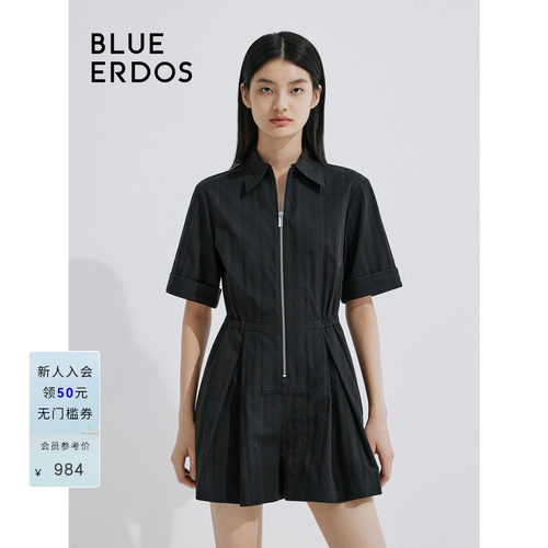 blueerdos翻领A字收腰连体服
