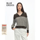 BLUE ERDOSmiu系条纹绵羊毛混纺针织套衫 女