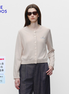 【100%山羊绒】BLUE ERDOS 春季新品圆领提花女开衫B1256A003