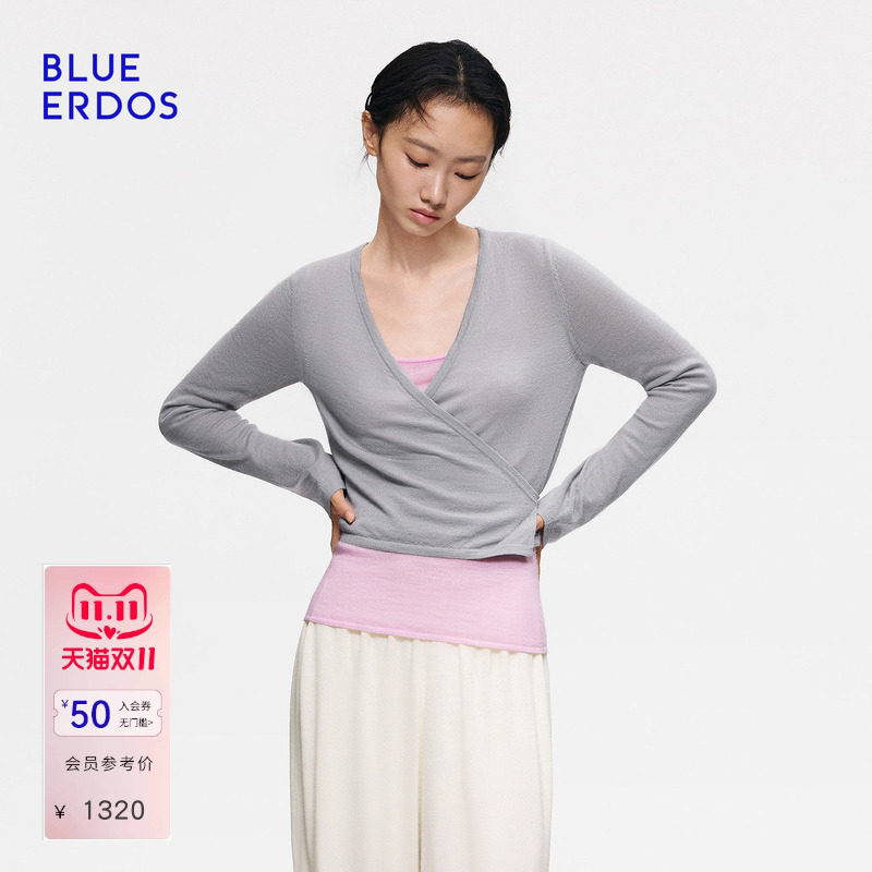 【芭蕾系列】BLUE ERDOS2026秋冬新品休闲松弛感羊绒混纺V领开衫