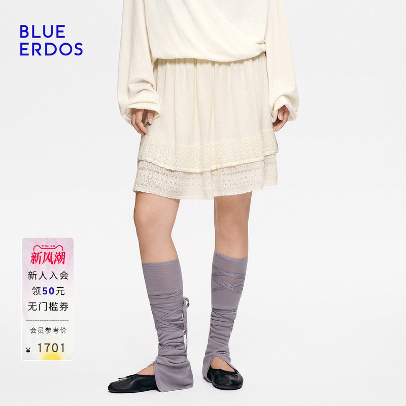 【芭蕾系列】BLUE ERDOS2026秋冬新品复古温柔山羊绒混纺双层半裙图片