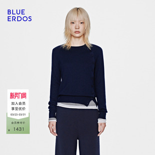 女B2265A063 高智感羊毛羊绒百搭圆领套衫 BLUE ERDOS2026早春新品