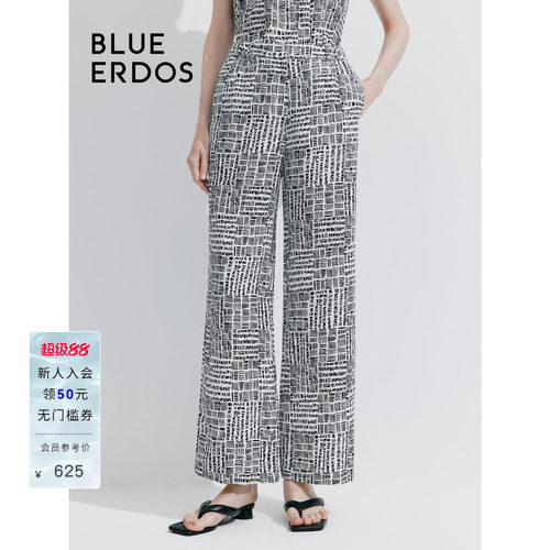 blueerdos印花休闲直筒裤