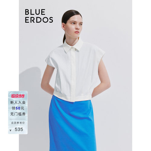 blueerdos无袖短款衬衫式上衣