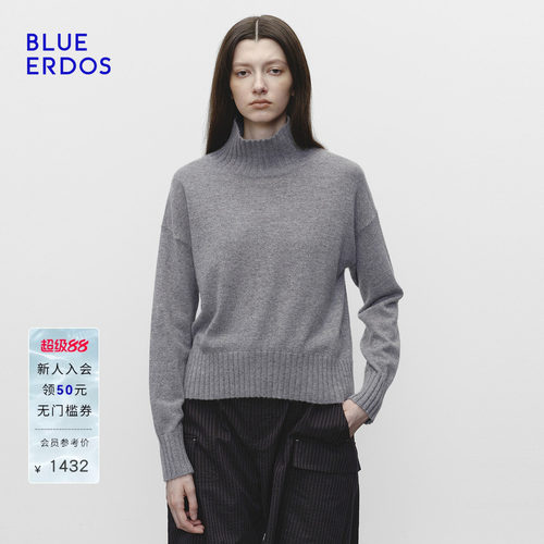 【100%山羊绒】BLUE ERDOS2026秋冬新品简约通勤纯色高领针织套衫