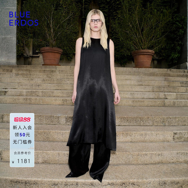 BLUE ERDOS26夏季新品简约优雅垂顺肌理感廓形宽松A字无袖连衣裙