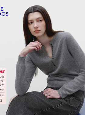 【明星同款】BLUE ERDOS春季格雷系山羊绒混纺半开圆领羊绒衫女