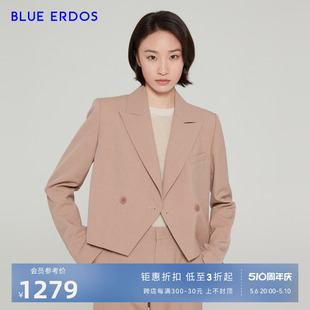 女外套 春秋羊毛混纺设计感休闲小西装 ERDOS女装 BLUE