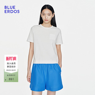 套衫 通勤百搭正肩圆领显瘦半袖 女B2265A083 ERDOS26早春新品 BLUE