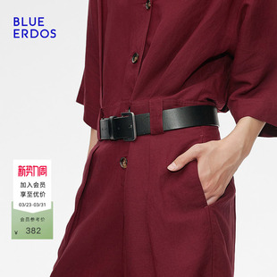 BLUE 配饰单圈金属扣牛皮革皮带腰带女B255TB003 ERDOS春季