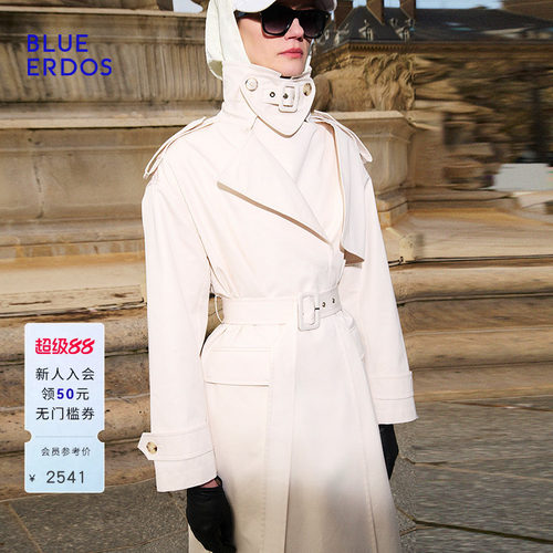 【设计师系列】BLUE ERDOS春季新品摩登质感轻薄长款风衣外套女