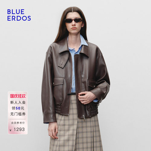 BLUE ERDOS 秋季高智时尚通勤深棕色宽松夹克外套