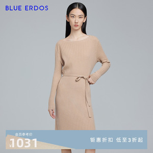 【100%山羊绒】BLUE ERDOS秋冬气质中长款针织连衣裙女