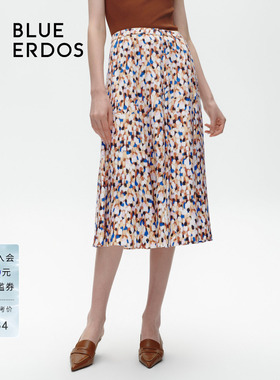 【桑蚕丝】BLUE ERDOS彩底印花A字半身裙B246M0011