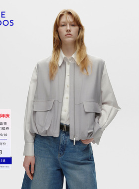 BLUE ERDOS 春季新品格雷系烟灰色无袖拉链女外套B256J3001