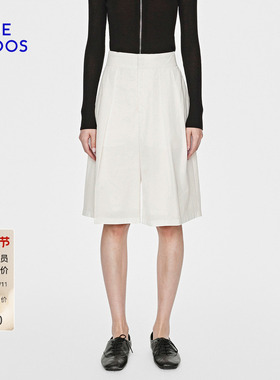 BLUE ERDOS2026早春新品通勤百搭棉混纺A字阔腿休闲中裤女