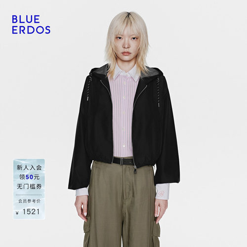 BLUE ERDOS26早春新品休闲百搭连帽廓形抽绳短款外套B2265J021