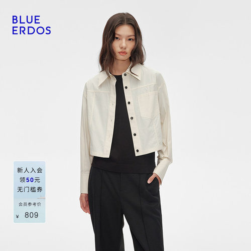 BLUE ERDOS 春季高智精英翻领箱型全棉短外套女B255HB010