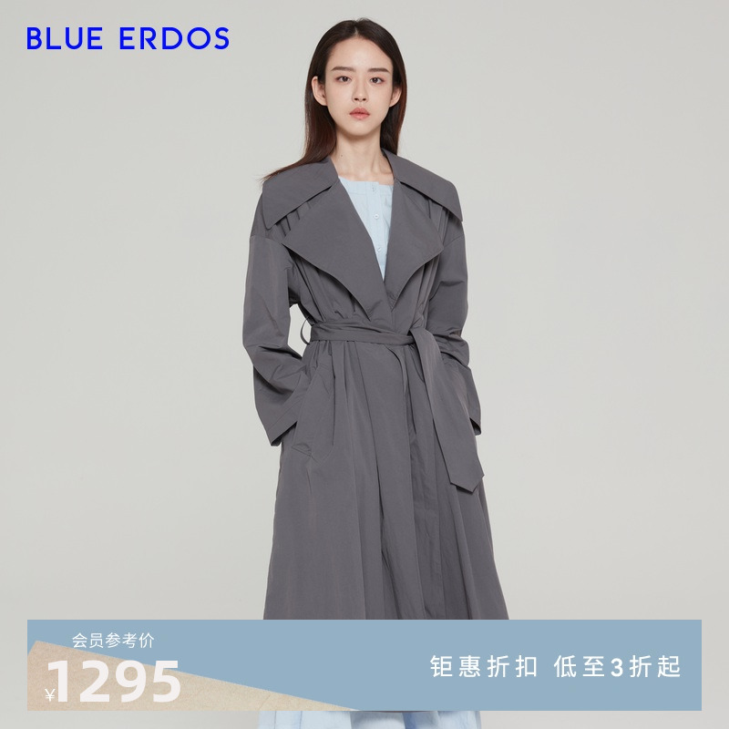 BLUE ERDOS女装 秋冬装外套气质通勤大翻领风衣外套女