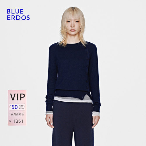 BLUE ERDOS2026秋季高智感羊毛羊绒百搭圆领套衫女B2265A063