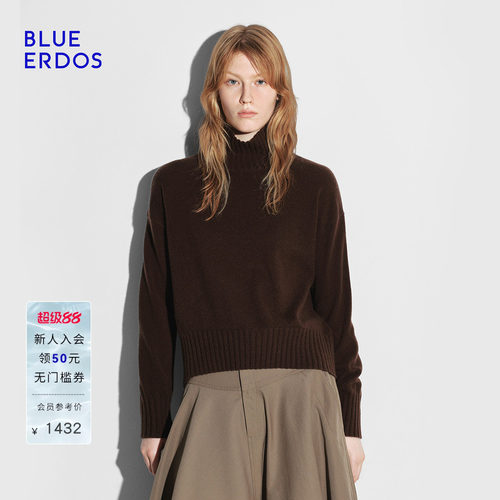 【100%山羊绒】BLUE ERDOS 春季新品复古百搭高领羊绒衫女