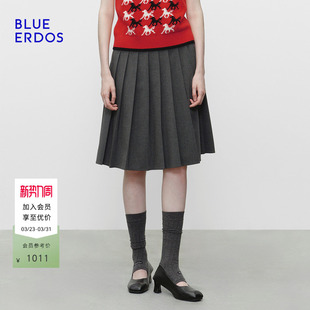 新品 春季 气质简约格雷系灰色百褶A字半裙B2256N003 ERDOS BLUE