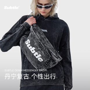 腰包大容量单肩包潮流运动复古胸包 SUBTLE丹宁牛仔斜挎包男女同款