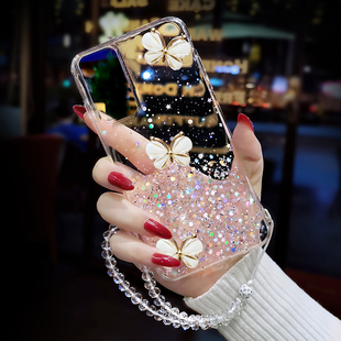 奢华闪粉钻蝴蝶适用vivoX90pro 12超薄透明Y93防摔保护S16创意潮 手机壳X80硅胶软套x70高档带挂绳x50女神新款