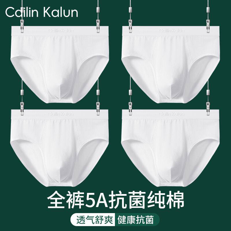 男士白色纯棉三角内裤2026新款大码抗菌裤衩男款性感纯色透气裤头