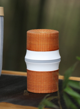 景瓷一竹2023新款定制手工编织简约创新便携陶瓷径节茶具壶承茶则