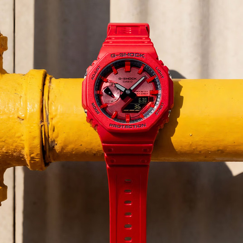 卡西欧手表G-SHOCK正品lconicRed八角方块手表礼盒GA-2100RRB
