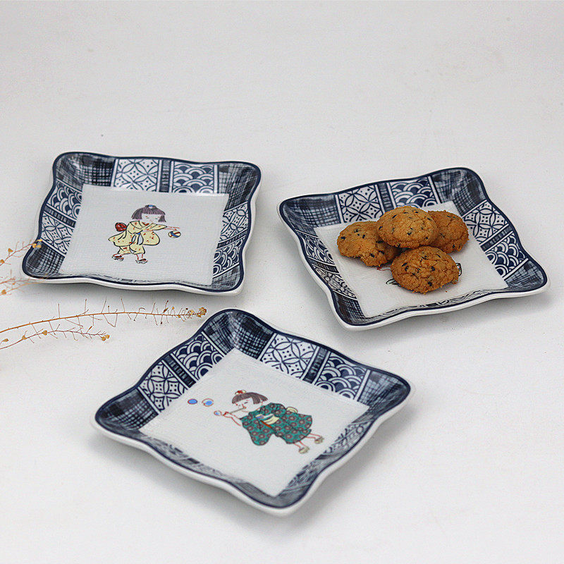 日式陶瓷点心碟下午茶四方蛋糕盘小吃碟子料理小菜碟创意商用餐具