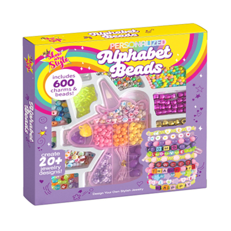 跨境儿童diy串珠玩具创意手工女孩绕珠穿项链手链珠子弱视训练