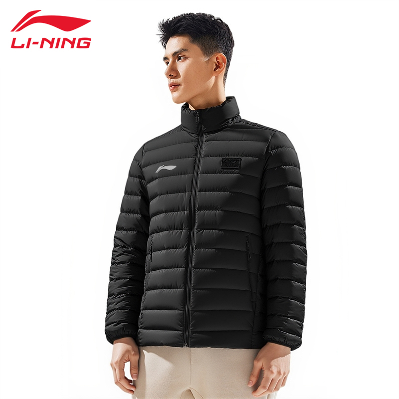 李宁羽绒服男2025冬季短款国旗款立领防风保暖轻薄户外羽绒外套