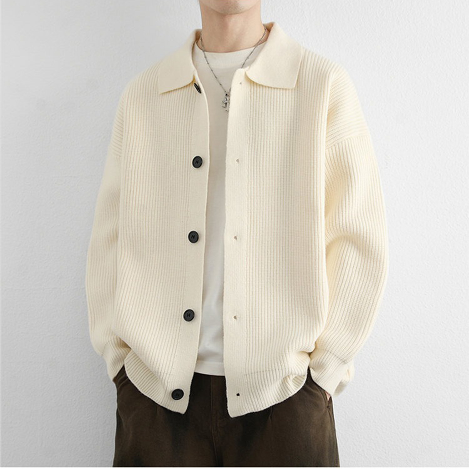 秋冬季重磅纽扣开衫厚毛衣男美式复古宽松休闲外套青年翻领针织衫,男装,针织衫/毛衣,淘宝优惠券,粉丝福利购,淘宝优惠卷