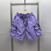 潮牌宽松休闲抽绳户外五分裤 美式 短裤 男士 拉链大口袋薄款 速干工装