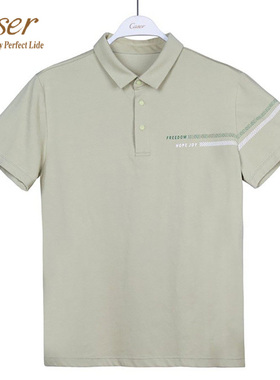 caser凯撒夏季新男士超爽棉时尚线条翻领短袖T恤衫半袖AP02-6507