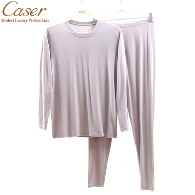 凯撒caser男士秋衣秋裤 圆领薄款轻暖鹅绒蛋白打底衫保暖内衣套装