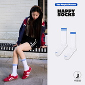 Happy 25秋冬款 Socks潮牌学院风ins堆堆袜子白色小腿袜中筒袜