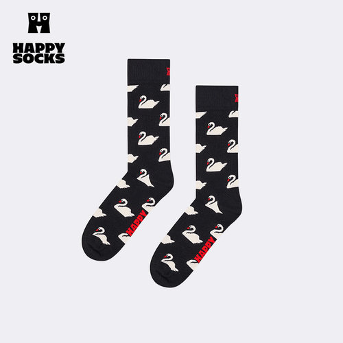 【春秋款】Happy Socks潮牌时尚百搭天鹅棉袜子个性中筒袜