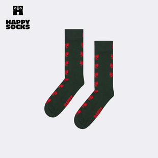 2025新款 个性 爆款 Socks潮牌蝴蝶结潮流袜子时尚 中筒袜 Happy