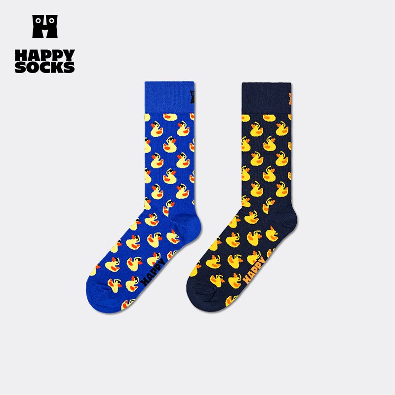 【春夏款】Happy Socks潮牌小鸭子个性图案袜子创意百搭中筒袜