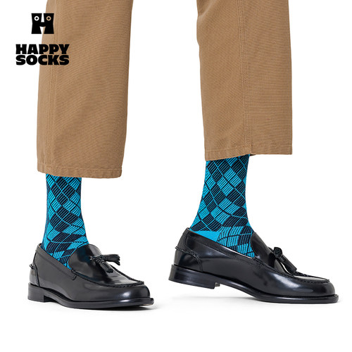 【春夏款经典系列】Happy Socks菱格百搭袜子个性ins时尚中筒袜