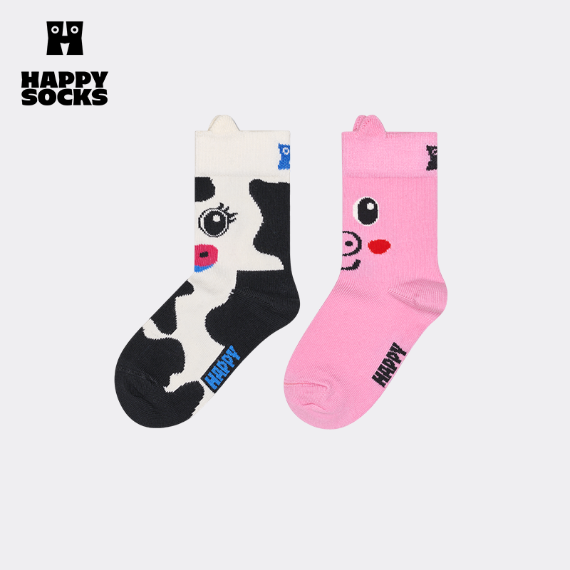 【春夏款】Happy Socks儿童趣味小猪彩袜男女小童宝宝中筒袜子
