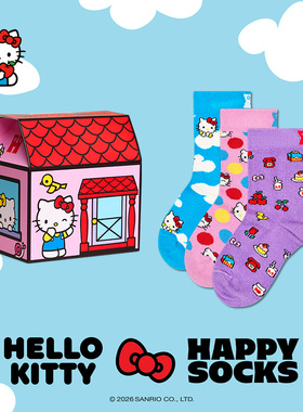 【2026新款Hello kitty联名礼盒】Happy Socks儿童可爱甜美中筒袜